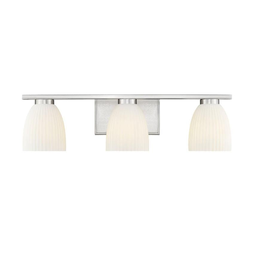 Z-Lite Naya 3-Light Medium Bulb Base Brushed Nickel Steel Frame Matte Opal Glass Shade Vanity Light