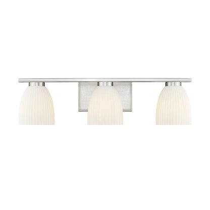 Z-Lite Naya 3-Light Medium Bulb Base Brushed Nickel Steel Frame Matte Opal Glass Shade Vanity Light