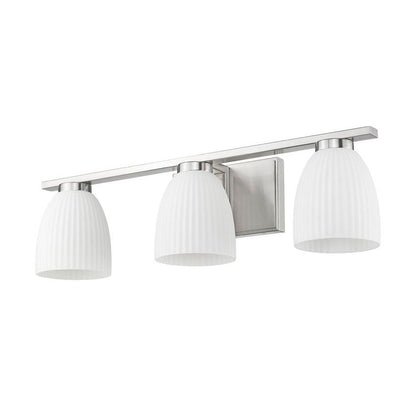 Z-Lite Naya 3-Light Medium Bulb Base Brushed Nickel Steel Frame Matte Opal Glass Shade Vanity Light