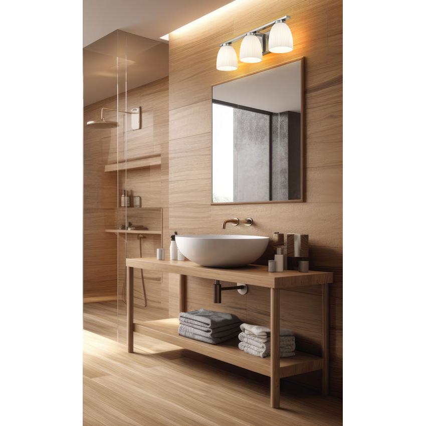 Z-Lite Naya 3-Light Medium Bulb Base Brushed Nickel Steel Frame Matte Opal Glass Shade Vanity Light