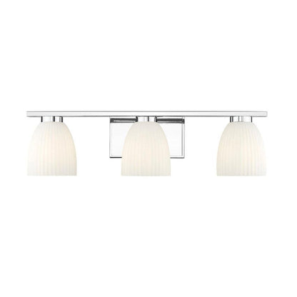 Z-Lite Naya 3-Light Medium Bulb Base Chrome Steel Frame Matte Opal Glass Shade Vanity Light
