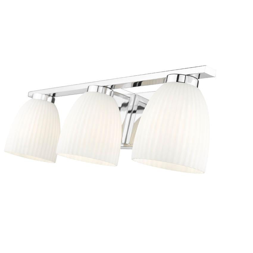 Z-Lite Naya 3-Light Medium Bulb Base Chrome Steel Frame Matte Opal Glass Shade Vanity Light