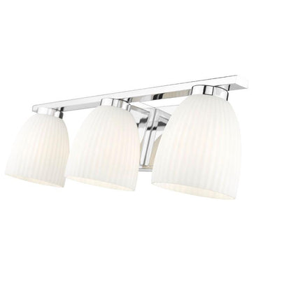 Z-Lite Naya 3-Light Medium Bulb Base Chrome Steel Frame Matte Opal Glass Shade Vanity Light