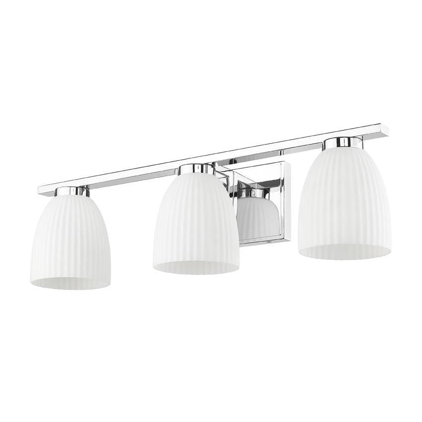 Z-Lite Naya 3-Light Medium Bulb Base Chrome Steel Frame Matte Opal Glass Shade Vanity Light