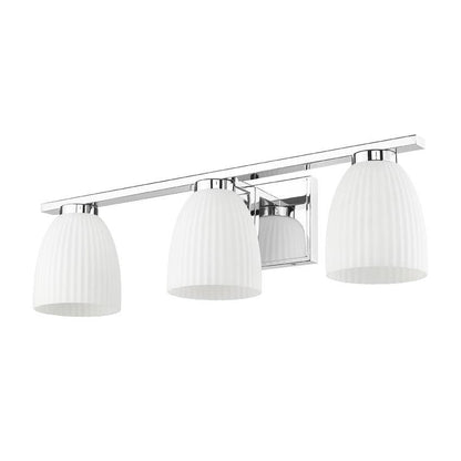 Z-Lite Naya 3-Light Medium Bulb Base Chrome Steel Frame Matte Opal Glass Shade Vanity Light
