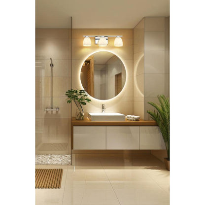 Z-Lite Naya 3-Light Medium Bulb Base Chrome Steel Frame Matte Opal Glass Shade Vanity Light