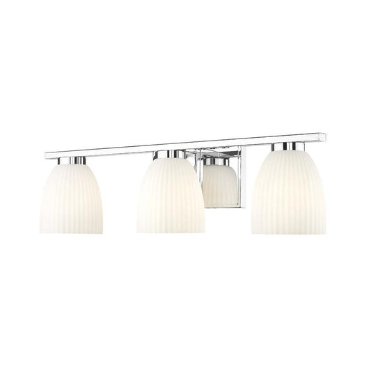 Z-Lite Naya 3-Light Medium Bulb Base Chrome Steel Frame Matte Opal Glass Shade Vanity Light