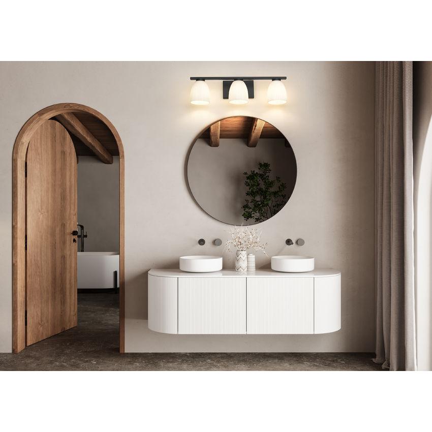 Z-Lite Naya 3-Light Medium Bulb Base Matte Black Steel Frame Matte Opal Glass Shade Vanity Light