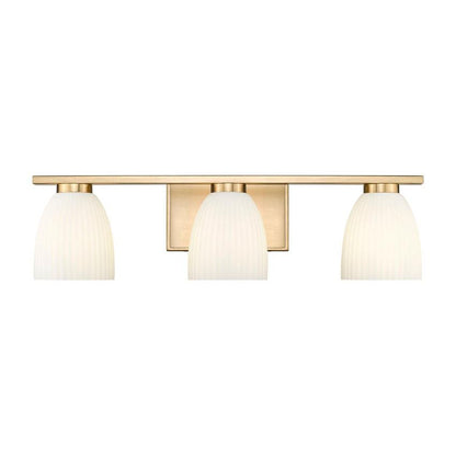 Z-Lite Naya 3-Light Medium Bulb Base Modern Gold Steel Frame Matte Opal Glass Shade Vanity Light