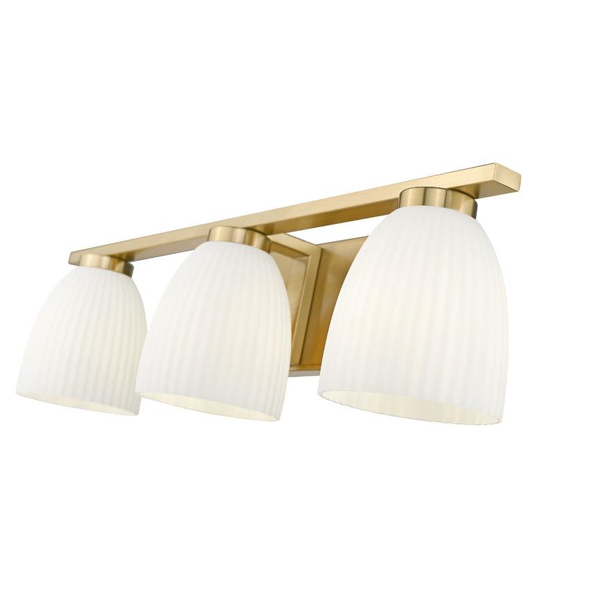 Z-Lite Naya 3-Light Medium Bulb Base Modern Gold Steel Frame Matte Opal Glass Shade Vanity Light