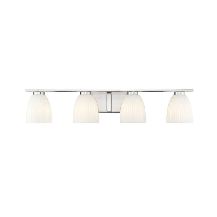 Z-Lite Naya 4-Light Medium Bulb Base Brushed Nickel Steel Frame Matte Opal Glass Shade Vanity Light