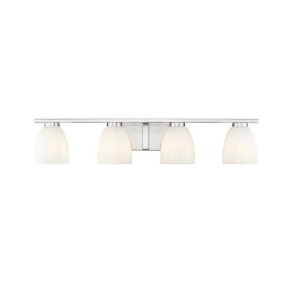 Z-Lite Naya 4-Light Medium Bulb Base Brushed Nickel Steel Frame Matte Opal Glass Shade Vanity Light