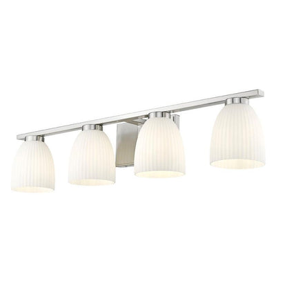 Z-Lite Naya 4-Light Medium Bulb Base Brushed Nickel Steel Frame Matte Opal Glass Shade Vanity Light