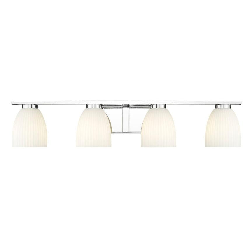 Z-Lite Naya 4-Light Medium Bulb Base Chrome Steel Frame Matte Opal Glass Shade Vanity Light