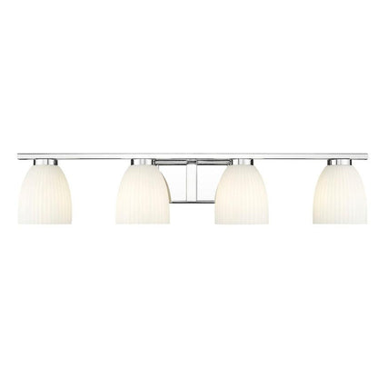 Z-Lite Naya 4-Light Medium Bulb Base Chrome Steel Frame Matte Opal Glass Shade Vanity Light
