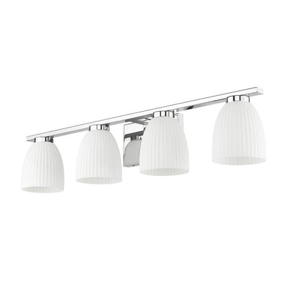 Z-Lite Naya 4-Light Medium Bulb Base Chrome Steel Frame Matte Opal Glass Shade Vanity Light