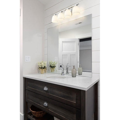 Z-Lite Naya 4-Light Medium Bulb Base Chrome Steel Frame Matte Opal Glass Shade Vanity Light