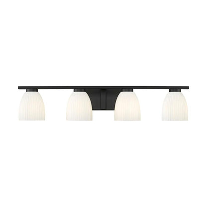 Z-Lite Naya 4-Light Medium Bulb Base Matte Black Steel Frame Matte Opal Glass Shade Vanity Light