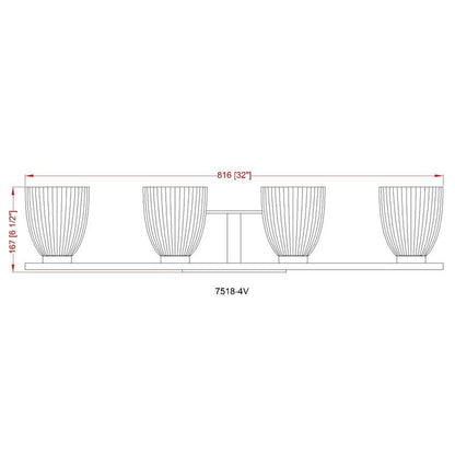 Z-Lite Naya 4-Light Medium Bulb Base Matte Black Steel Frame Matte Opal Glass Shade Vanity Light