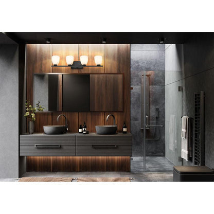 Z-Lite Naya 4-Light Medium Bulb Base Matte Black Steel Frame Matte Opal Glass Shade Vanity Light