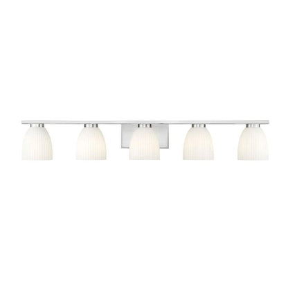Z-Lite Naya 5-Light Medium Bulb Base Brushed Nickel Steel Frame Matte Opal Glass Shade Vanity Light