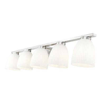 Z-Lite Naya 5-Light Medium Bulb Base Brushed Nickel Steel Frame Matte Opal Glass Shade Vanity Light