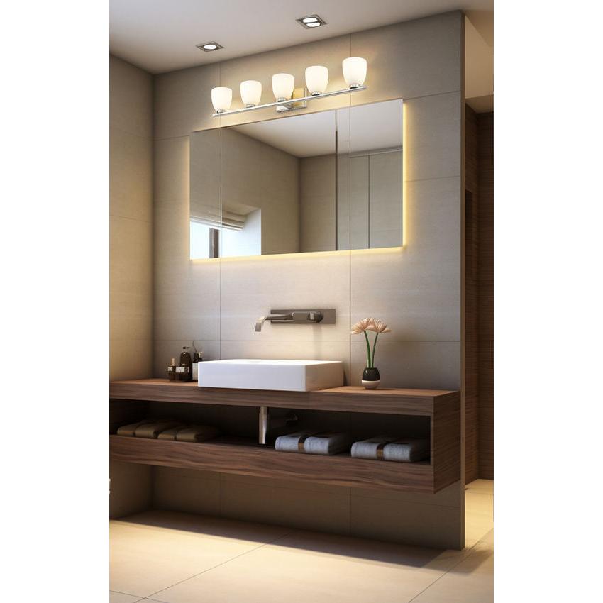 Z-Lite Naya 5-Light Medium Bulb Base Brushed Nickel Steel Frame Matte Opal Glass Shade Vanity Light