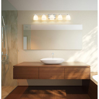 Z-Lite Naya 5-Light Medium Bulb Base Brushed Nickel Steel Frame Matte Opal Glass Shade Vanity Light