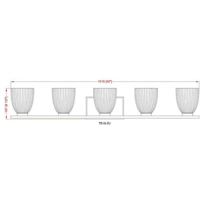 Z-Lite Naya 5-Light Medium Bulb Base Matte Black Steel Frame Matte Opal Glass Shade Vanity Light