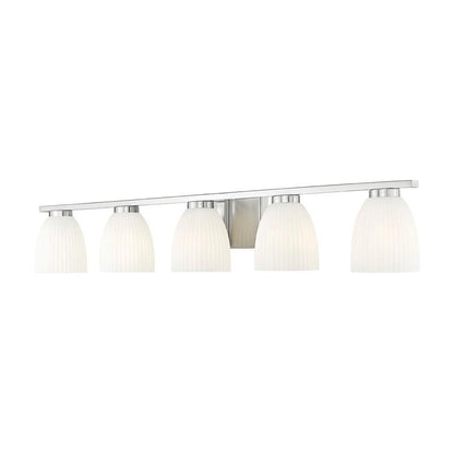 Z-Lite Naya 5-Light Medium Bulb Base Brushed Nickel Steel Frame Matte Opal Glass Shade Vanity Light