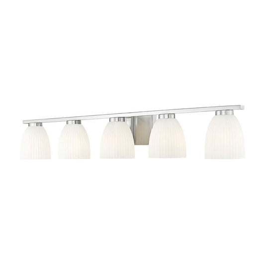 Z-Lite Naya 5-Light Medium Bulb Base Brushed Nickel Steel Frame Matte Opal Glass Shade Vanity Light