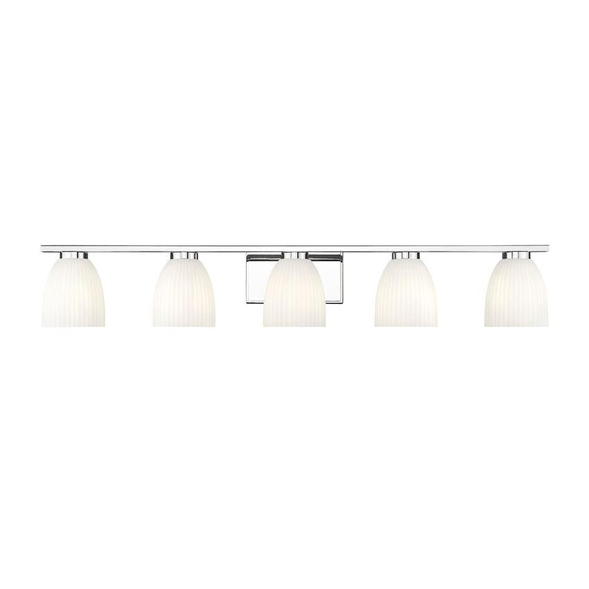Z-Lite Naya 5-Light Medium Bulb Base Chrome Steel Frame Matte Opal Glass Shade Vanity Light