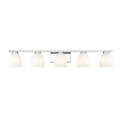 Z-Lite Naya 5-Light Medium Bulb Base Chrome Steel Frame Matte Opal Glass Shade Vanity Light