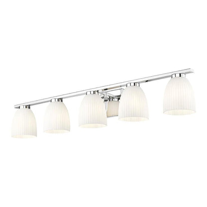Z-Lite Naya 5-Light Medium Bulb Base Chrome Steel Frame Matte Opal Glass Shade Vanity Light