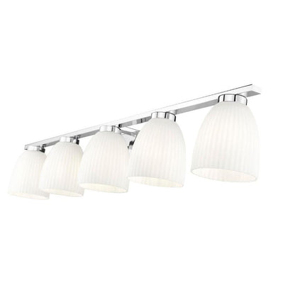 Z-Lite Naya 5-Light Medium Bulb Base Chrome Steel Frame Matte Opal Glass Shade Vanity Light