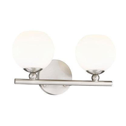 Z-Lite Neoma 14" 2-Light Brushed Nickel and Opal Etched Glass Shade Vanity Light