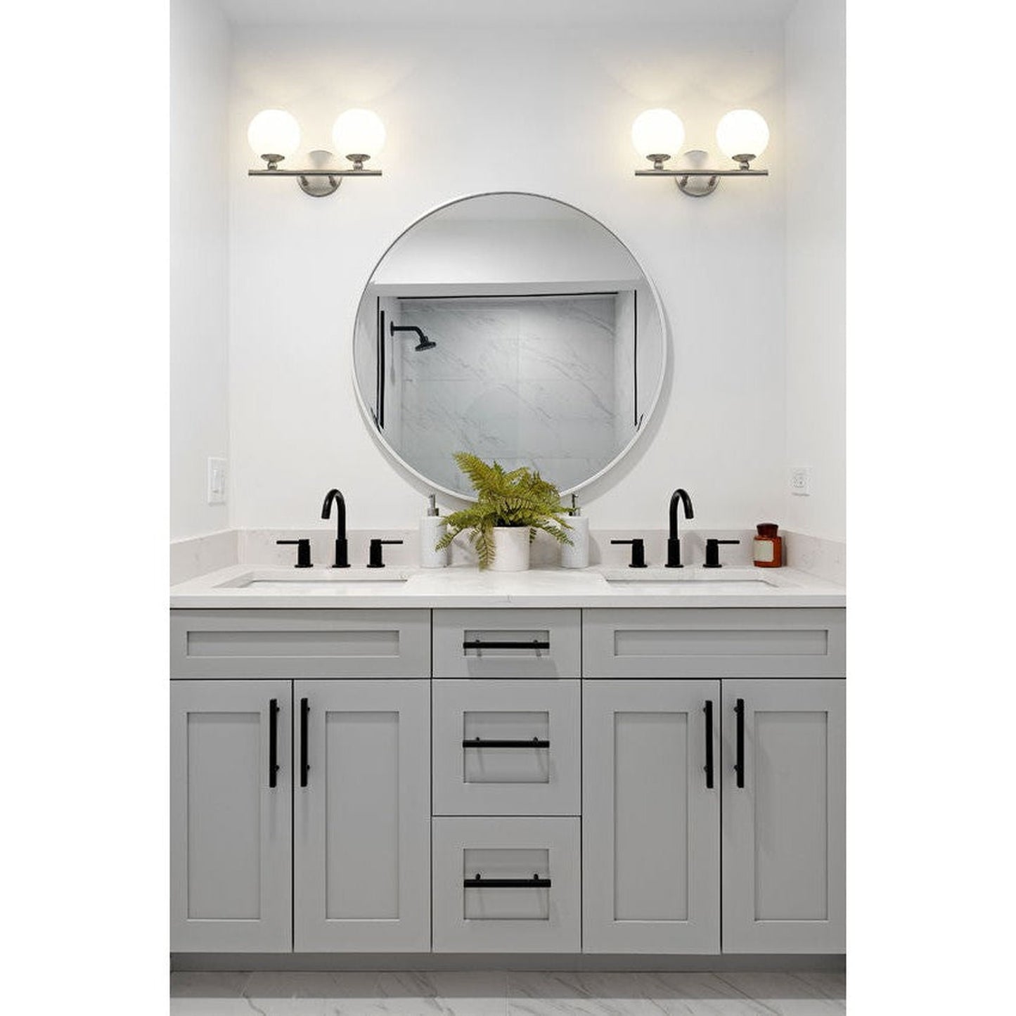 Z-Lite Neoma 14" 2-Light Brushed Nickel and Opal Etched Glass Shade Vanity Light