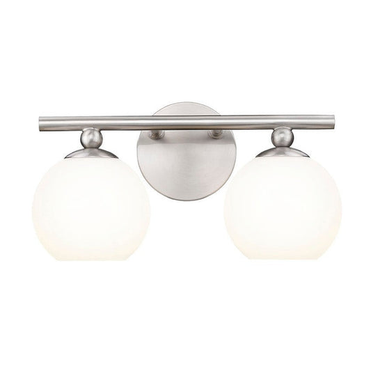 Z-Lite Neoma 14" 2-Light Brushed Nickel and Opal Etched Glass Shade Vanity Light