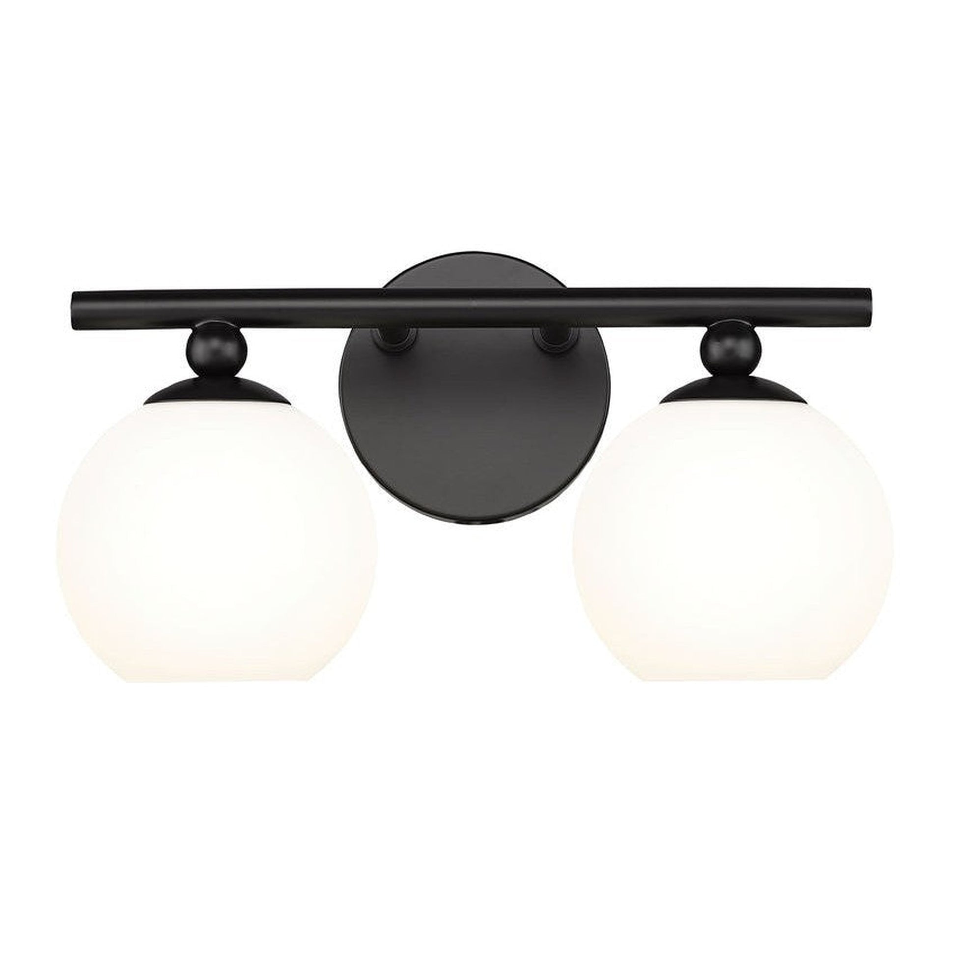 Z-Lite Neoma 14" 2-Light Matte Black and Opal Etched Glass Shade Vanity Light