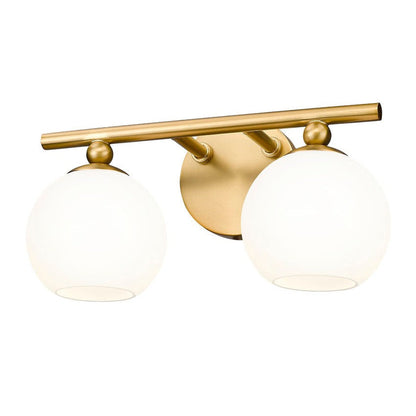 Z-Lite Neoma 14" 2-Light Modern Gold and Opal Etched Glass Shade Vanity Light