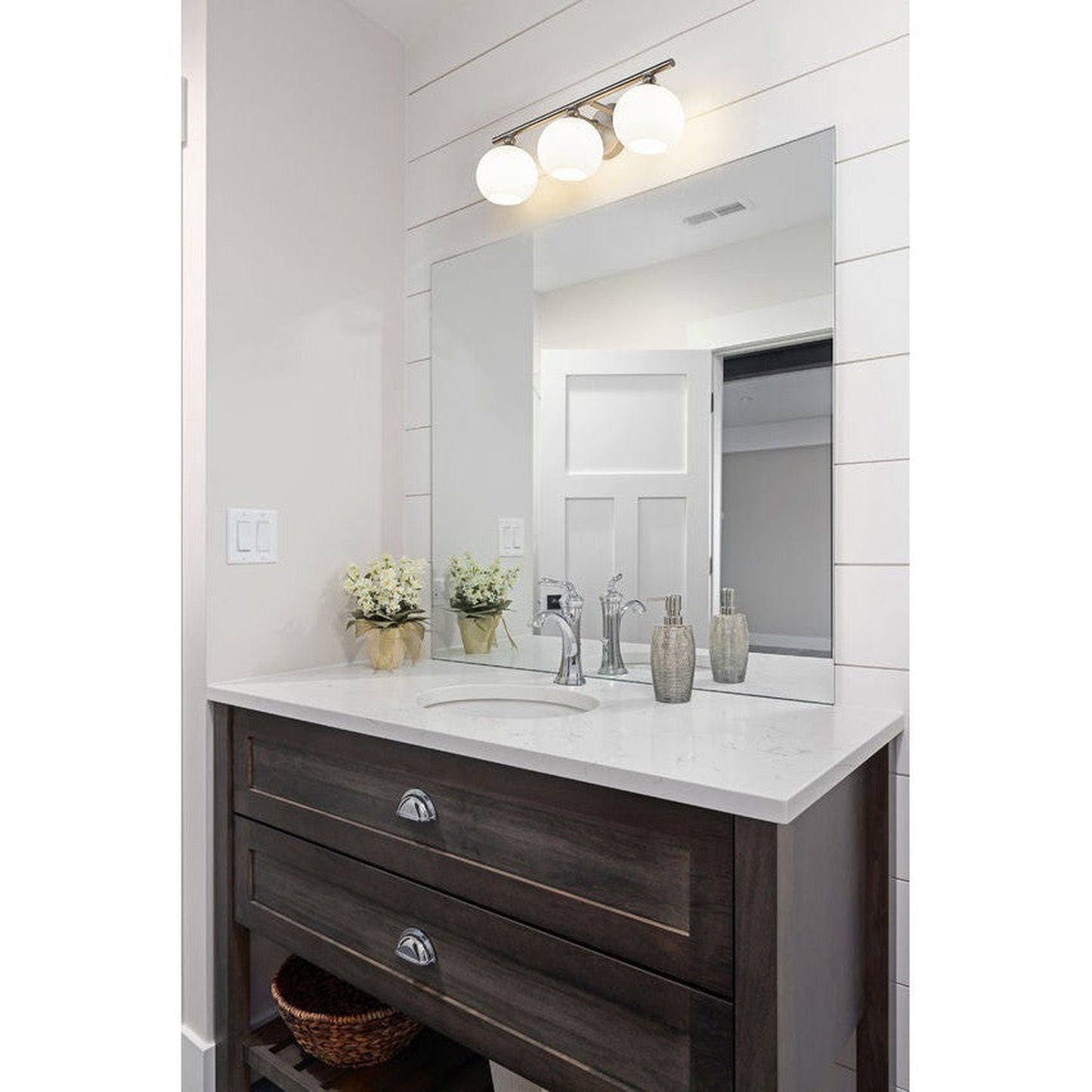 Z-Lite Neoma 22" 3-Light Brushed Nickel and Opal Etched Glass Shade Vanity Light