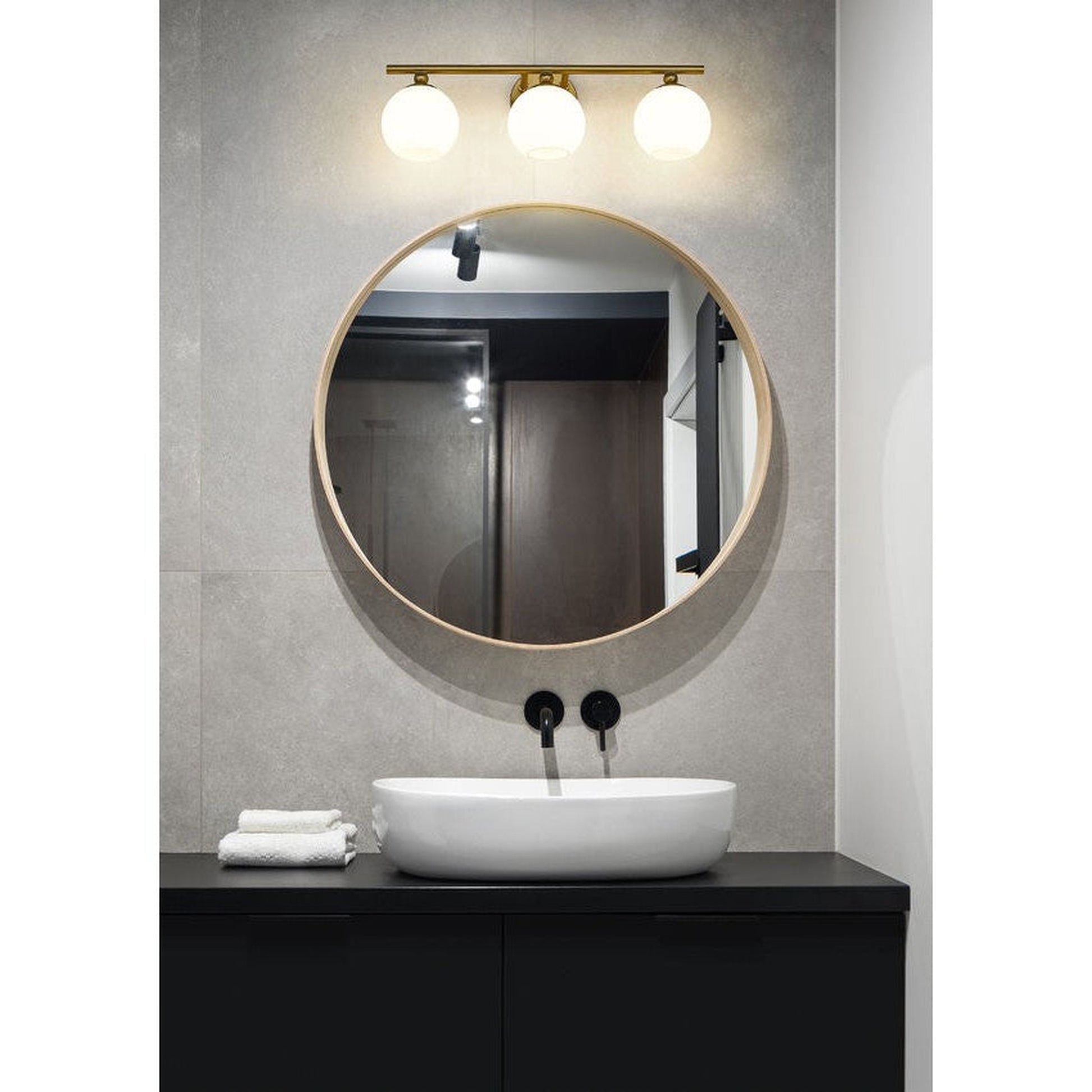 Z-Lite Neoma 22" 3-Light Modern Gold and Opal Etched Glass Shade Vanity Light