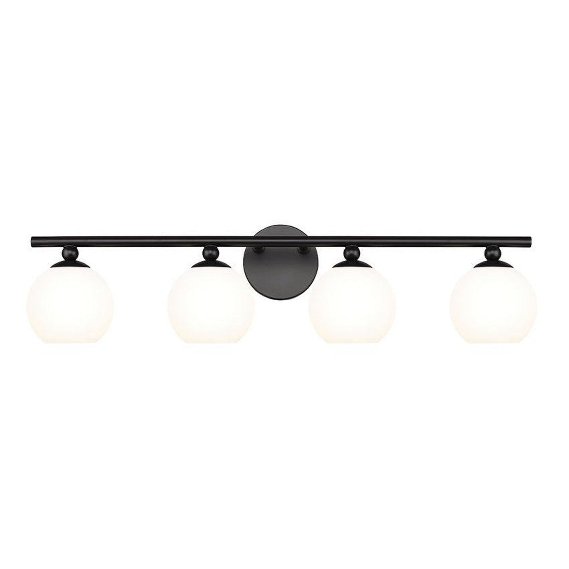 Z-Lite Neoma 30" 4-Light Matte Black and Opal Etched Glass Shade Vanity Light