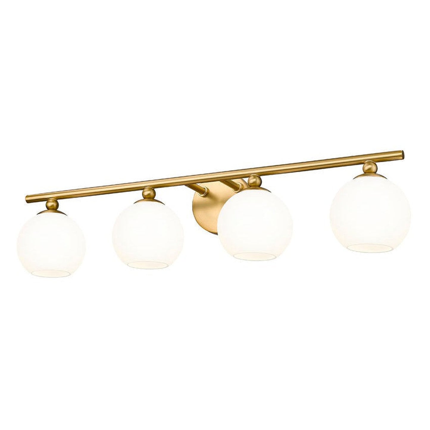 Z-Lite Neoma 30" 4-Light Modern Gold and Opal Etched Glass Shade Vanity Light