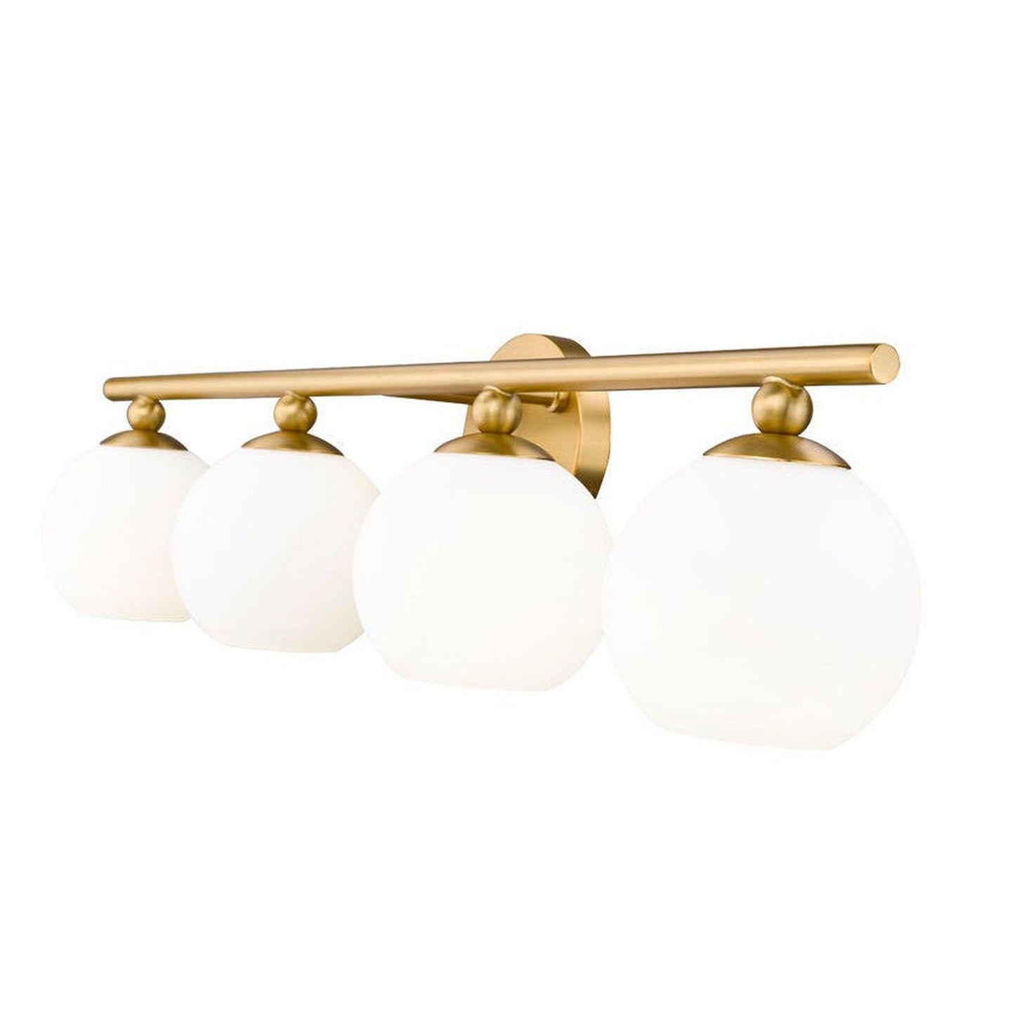 Z-Lite Neoma 30" 4-Light Modern Gold and Opal Etched Glass Shade Vanity Light