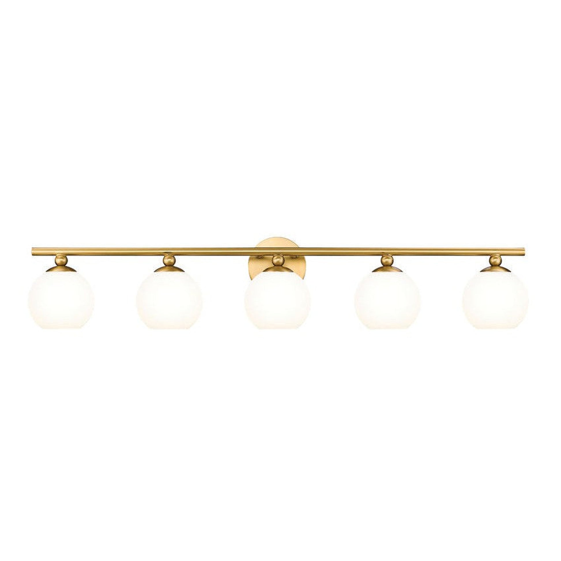 Z-Lite Neoma 38" 5-Light Modern Gold and Opal Etched Glass Shade Vanity Light