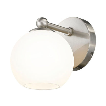 Z-Lite Neoma 5" 1-Light Brushed Nickel and Opal Etched Glass Shade Wall Sconce