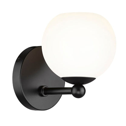 Z-Lite Neoma 5" 1-Light Matte Black and Opal Etched Glass Shade Wall Sconce