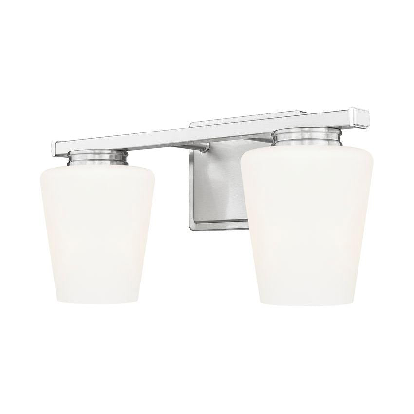 Z-Lite Nextra 16" 2-Light Brushed Nickel Steel Frame White Opal Glass Shade Vanity Light