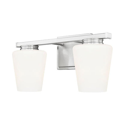 Z-Lite Nextra 16" 2-Light Brushed Nickel Steel Frame White Opal Glass Shade Vanity Light